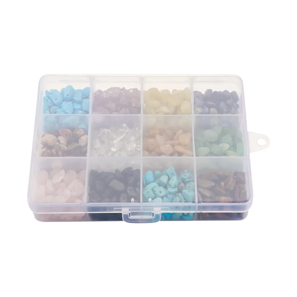 1 Box Natural Stone Beads with Elastic Crystal Thread Ear Hooks Pins Scissors Jewelry Sets DIY Earring Bracelet Making Kits