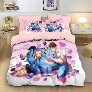 K-Pop Demon Hunter Beddding Set for Fans Kids Machine Washable Durable King Queen Twin Size for K-pop Girls Home Bedroom Decor