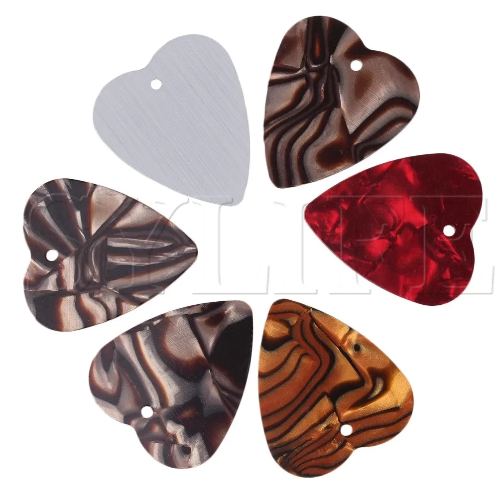 

Heart Shape Guitar Picks Plectrums with Hole Multicolor Pack of 6