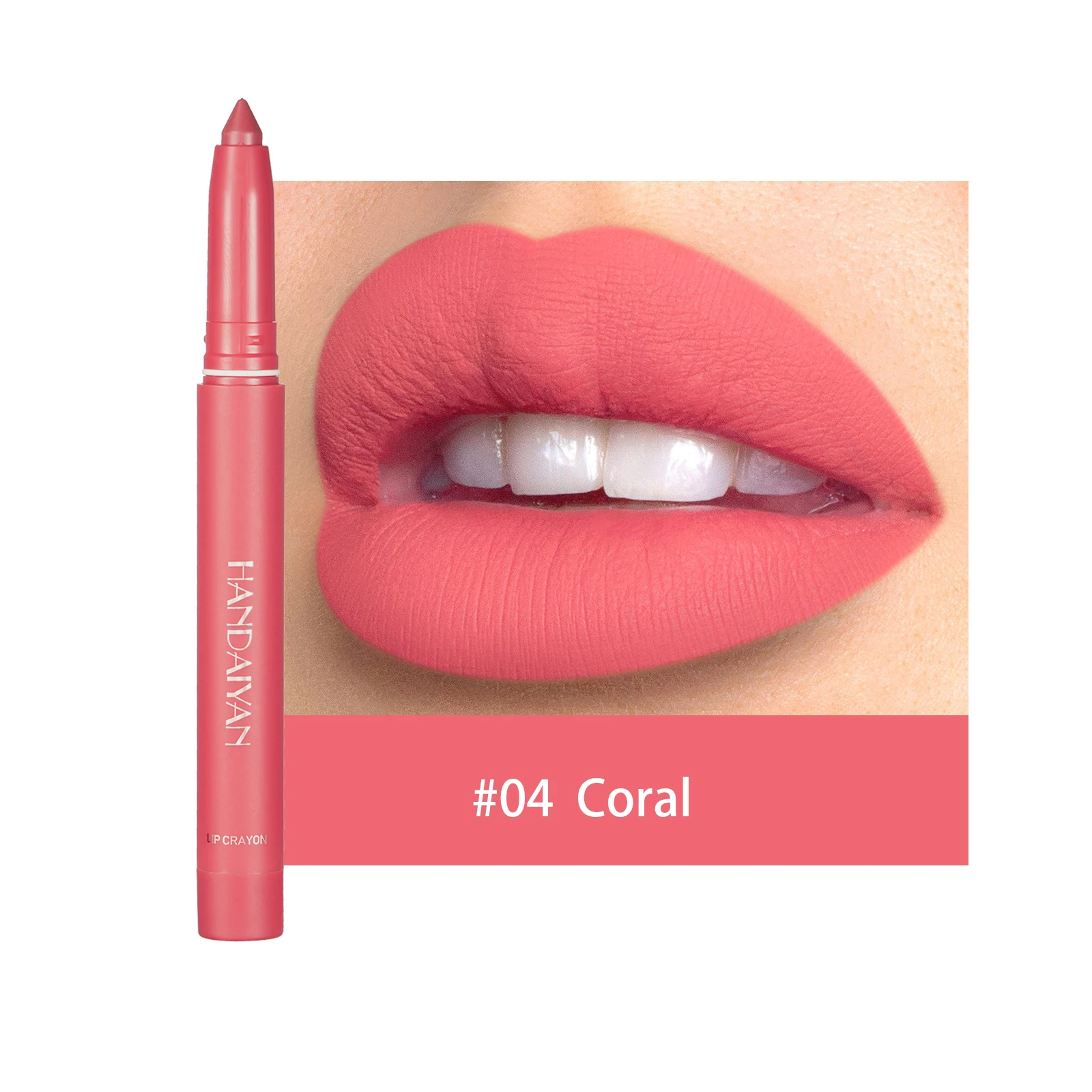 thumbnail image 1 of HANDAIYAN fadeless non staining cup matte lipstick pen lip rotatable lipliner with pencil sharpener, 1 of 5