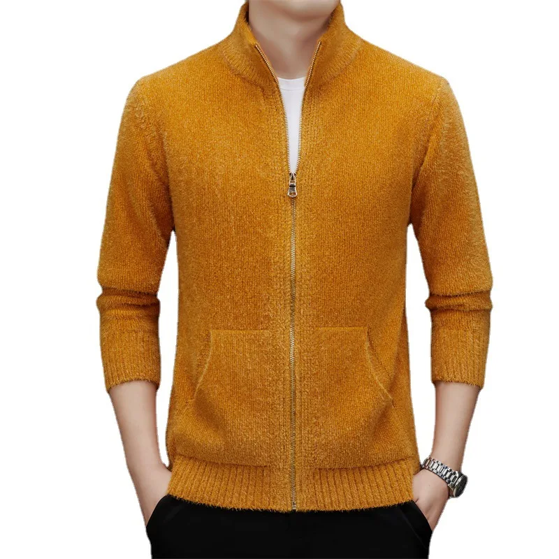 2023 Knitted Cardigan Coat Men's Autumn and Winter New Thickened Standing Collar Warm Casual Comfortable Sweater Men's YM1045