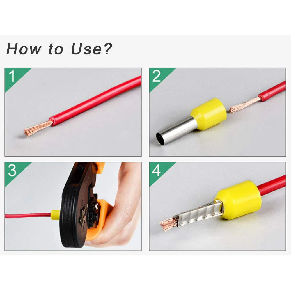 DIY 전기 및 전자용 절연 코드 핀 엔드 커넥터, 와이어 페룰 키트, 23-7AWG, 8 가지 크기, 1200 개