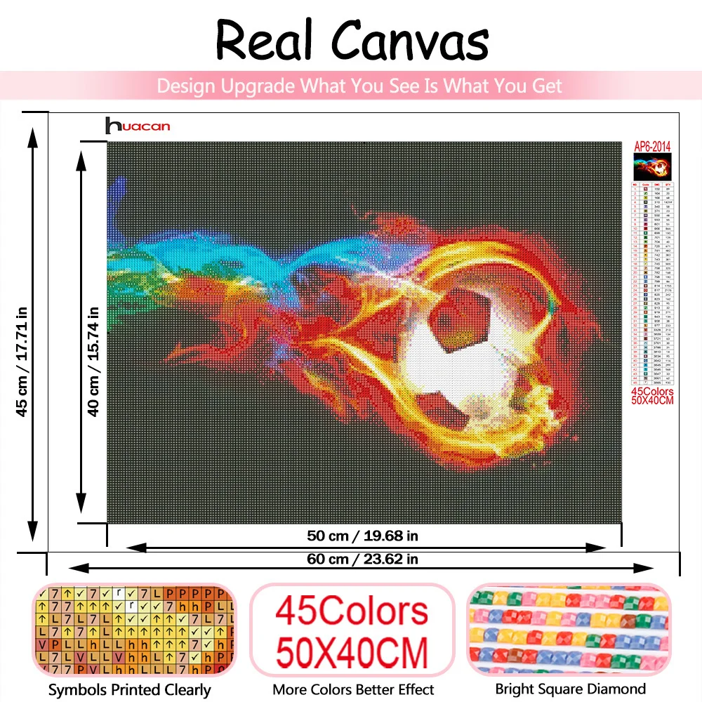 Huacan Diamond Painting New Collection Fantasy Football 5d Diy Embroidery Mosaic Fire Sports Square/round Home Decor