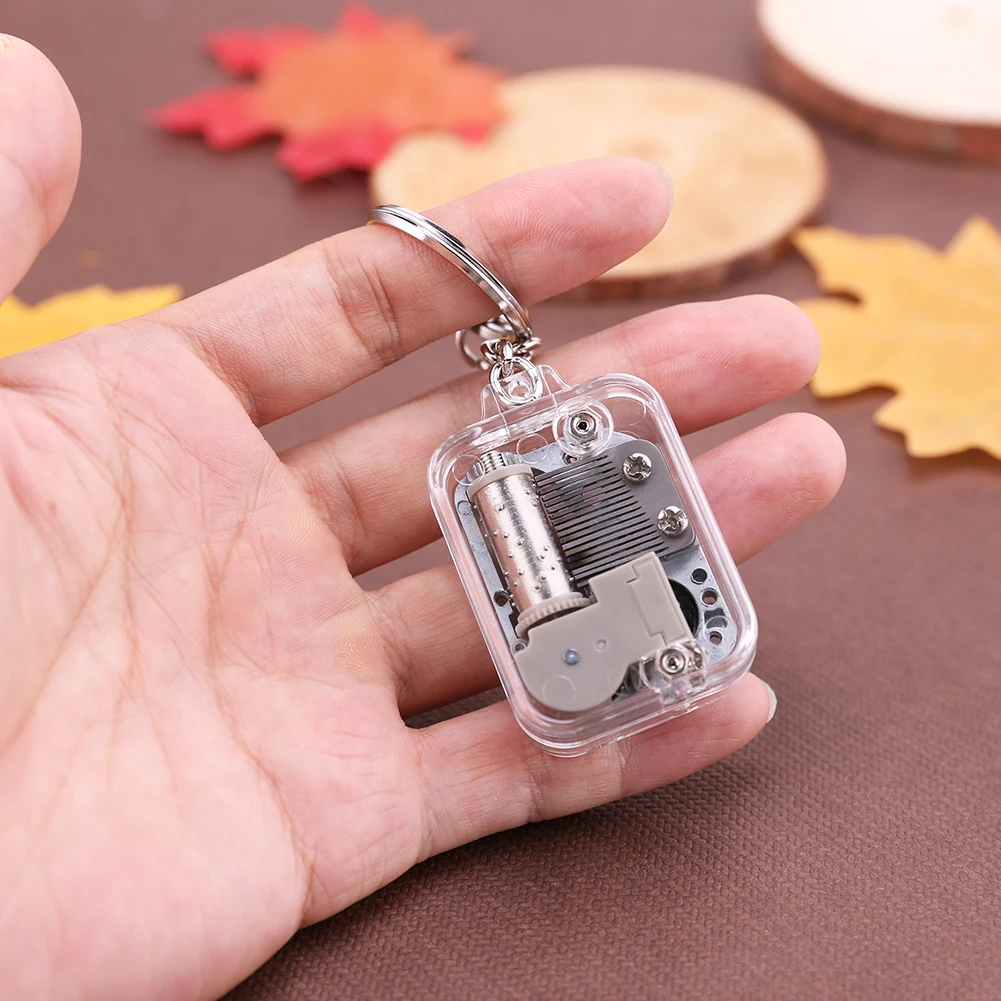 Portable Kids DIY Music Box Movement Keychain Handy Crank Musical Case Children Birthday Gifts Household Mini Ornaments 2