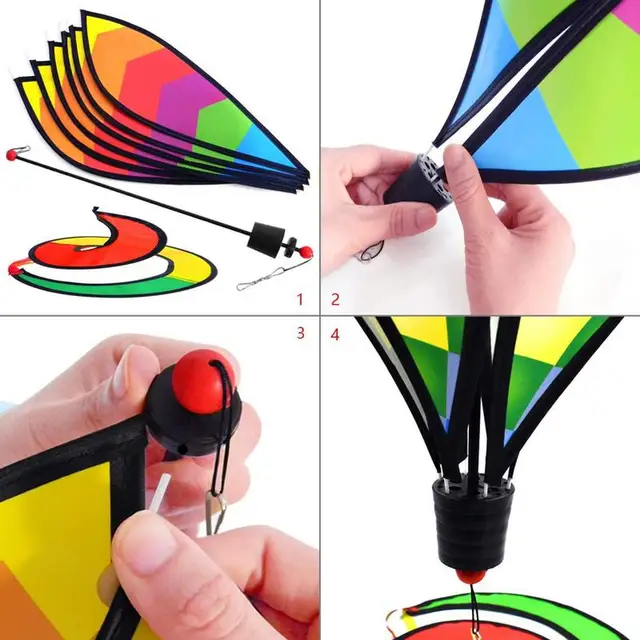 Hőlégballon Szél Fonó Szivárványos Pinkerék Szélsocks Spirál Szélmalom Szivárvány Ballon Kültéri Kerti Udvarhoz Fűnyírók Dekoráció - Image 4