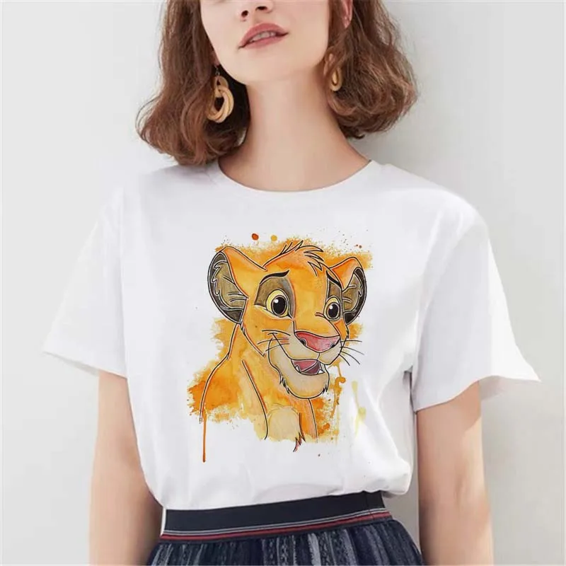 Disney Hakuna Matata Cute Women T Shirt Harajuku Anni '90 Ullzang The Lion King T-Shirt Cartoon Tshirt Graphic Kids Top Camicetta Femminile