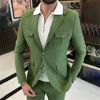 Four Pockets Men Suits 2 Piece Fashion Single Breasted Notch Lapel Suit Business Casual Wedding Tuxedo Slim Costume Homme 1