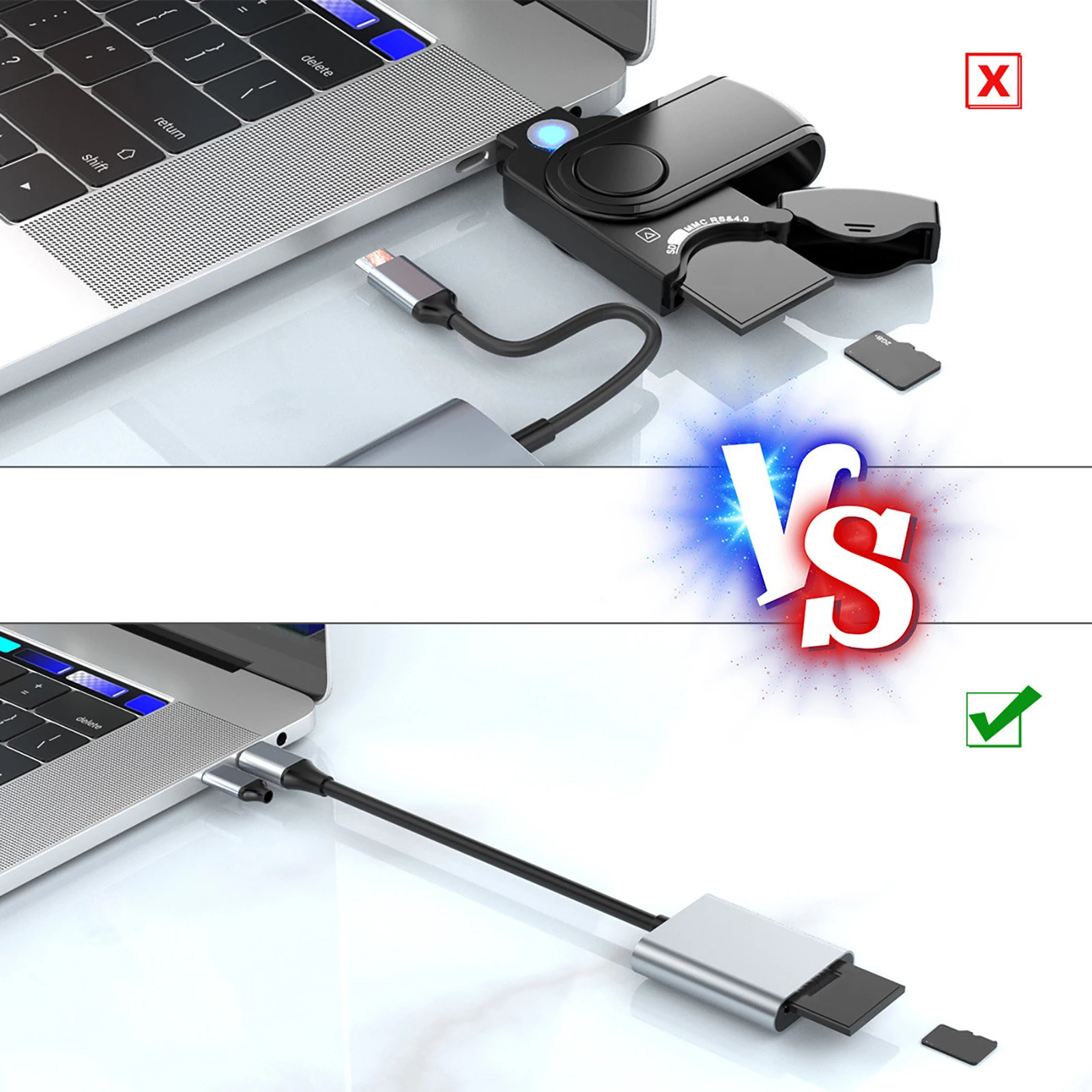 고속 카드 리더 USB 3.0 C 타입 SD 4.0 TF 메모리 카드 리더 어댑터, SD SDHC SDXC UHS-II TF 메모리 카드용 5Gbps