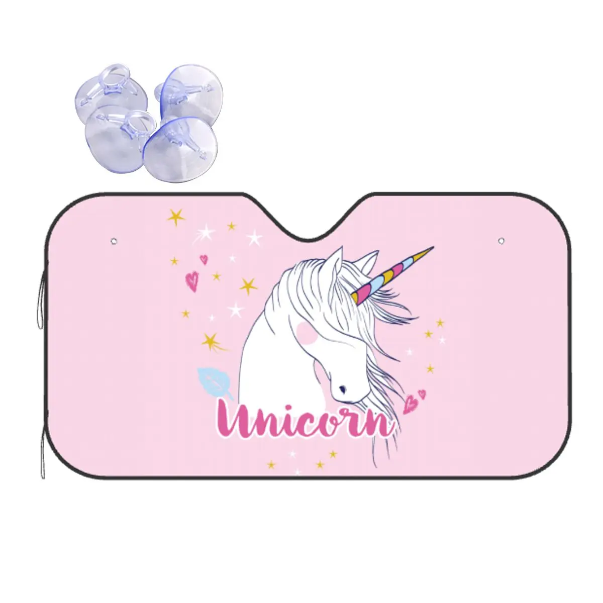 

Colorful Unicorn Personality Sunshade Windscreen 76x140cm Pink Aluminium Foil Sunshade Visor Accessories Covers