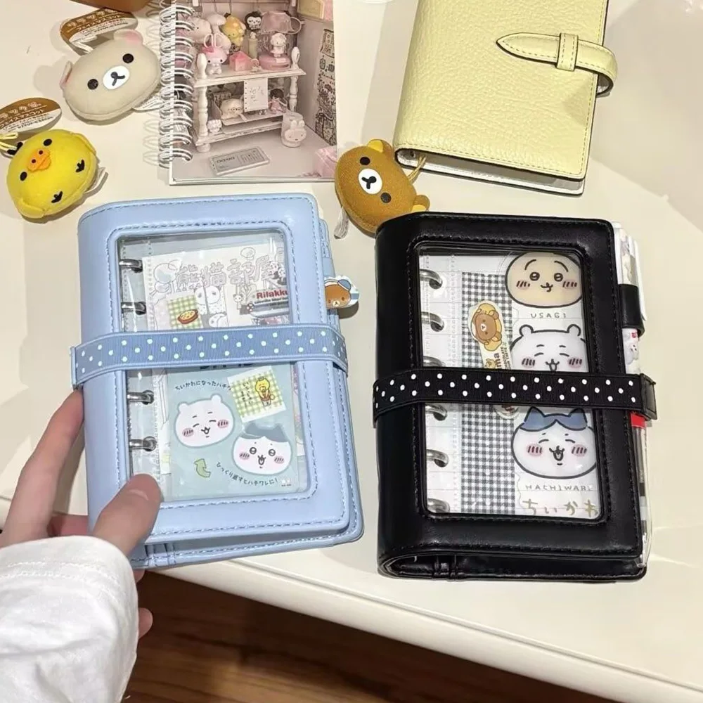 Transparent Cover Notebook Binder with Star Design - Soft Faux Leather Portable Notepad & Photo Album