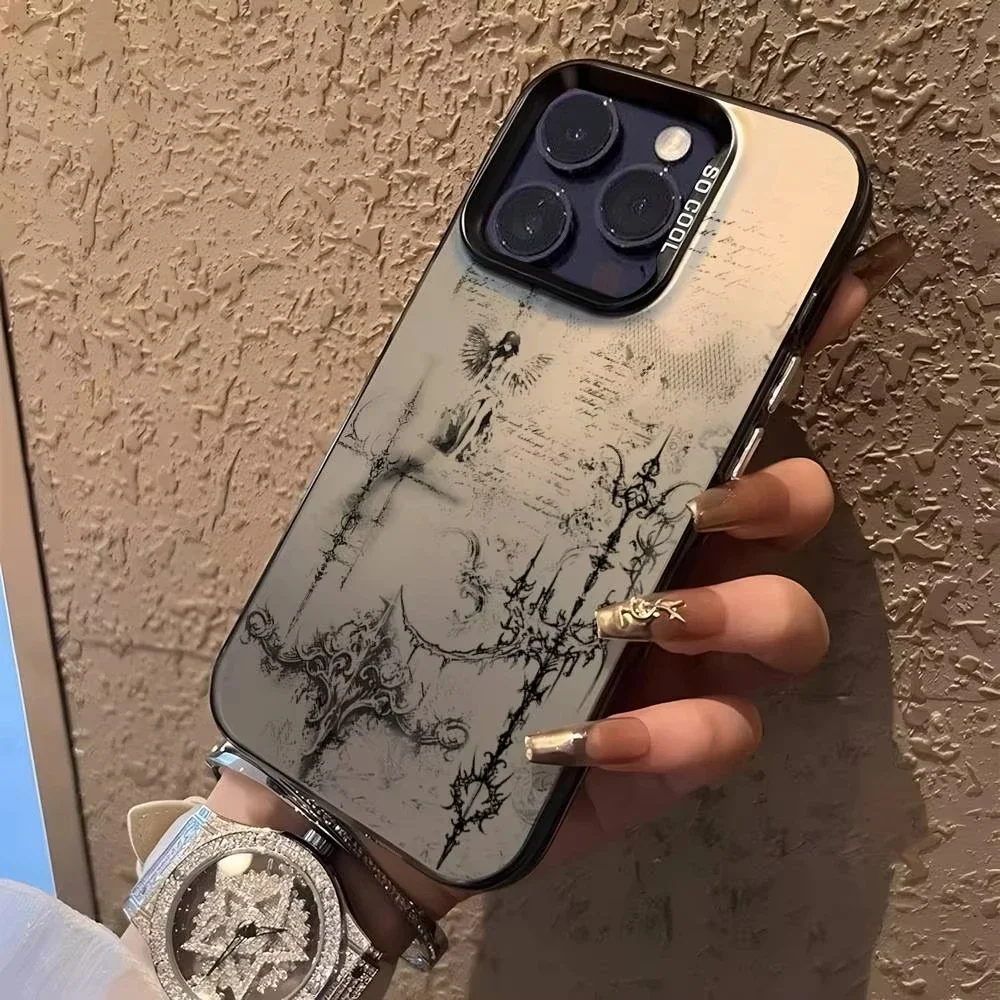 Cybersigilism Gothic Coquette Acrylic Silicone Hard Cover Frosted Case for iPhone 17 Air 16 E 15 14 Plus 13 12 Mini 11 Pro Max 3