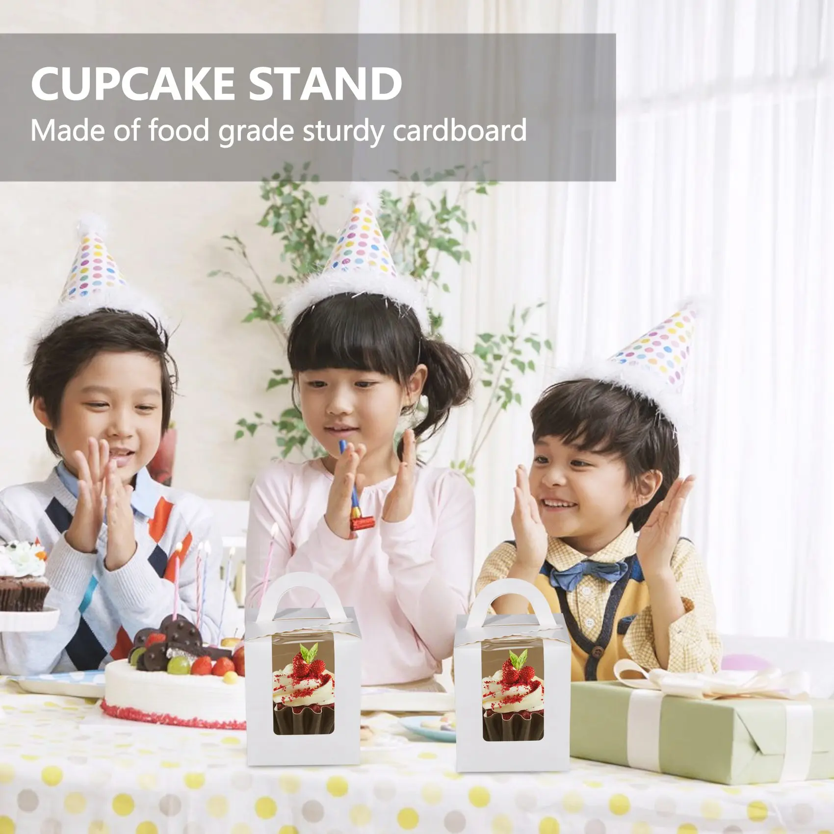 

50 PCS Single Cupcake Boxes White Individual Cupcake Carrier Holders with Window Inserts for Bakery Wrapping Packaging