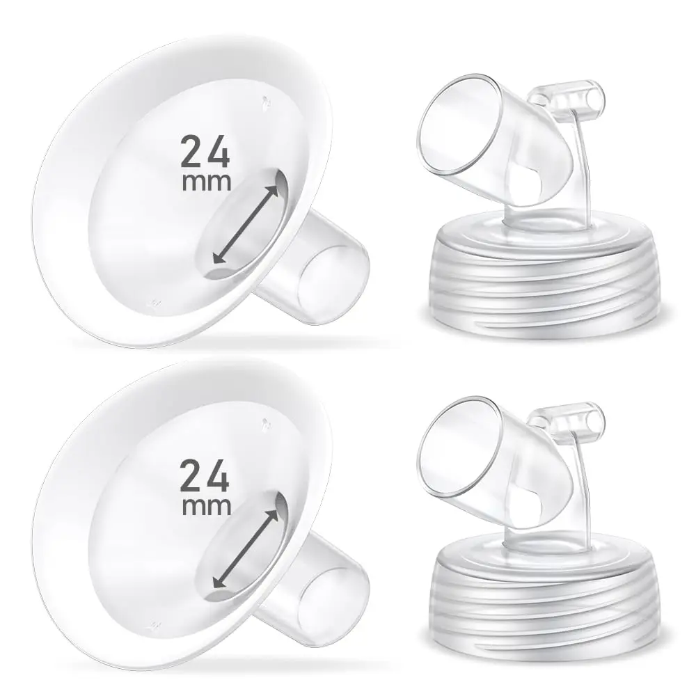 2 Packs Flange Set, Updated Soft Rim Shield and Wide Mouth Base Connector Pump Parts for Spectra S2 S1 9 Plus Breast Pump