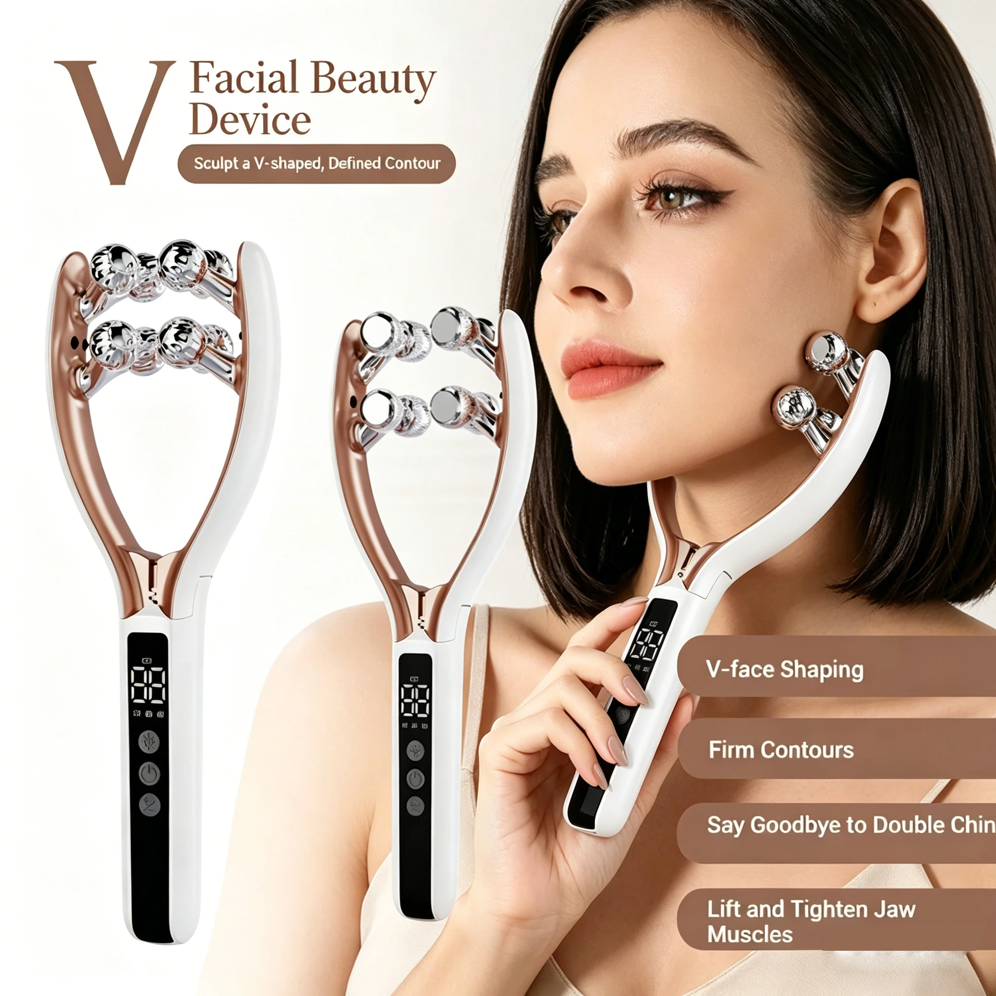 V‑Shape Lifting Facial & Neck Massager with Microcurrent & Light Therapy