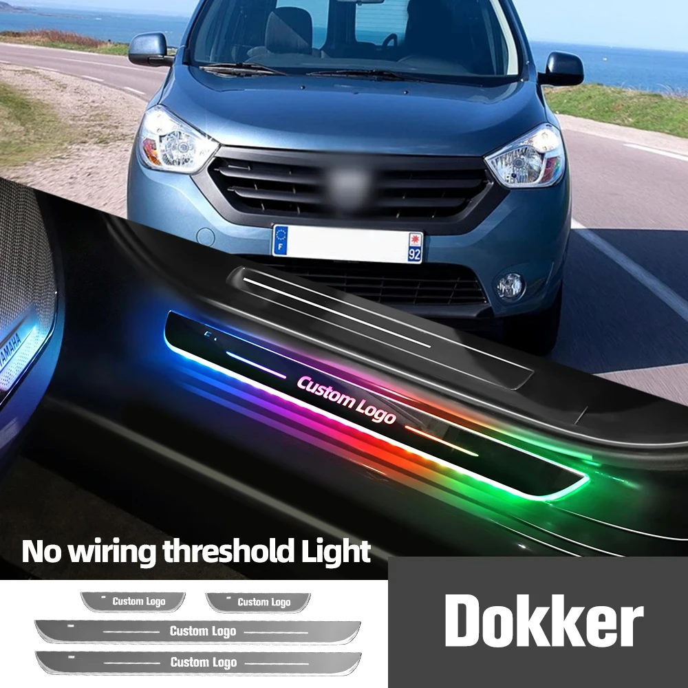 

For Renault Dokker 2012-2020 2017 2018 2019 Car Door Sill Light Customized Logo LED Welcome Threshold Pedal Lamp Accessories