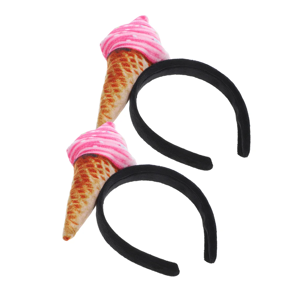 

2 Pcs Ice Cream Headband Face Washing Headbands Cosplay Fun for Women Headpiece Hair Accessories Halloween Clothing Party Hat