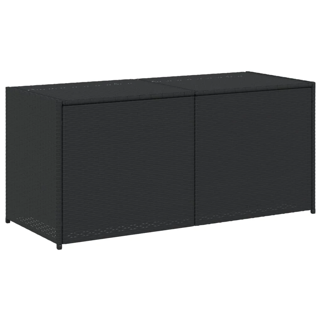 Schwarze Gartenaufbewahrungsbox 283L aus geflochtener Kunstharzoptik für Werkzeuge und Outdoor-Kissen – Detail 2