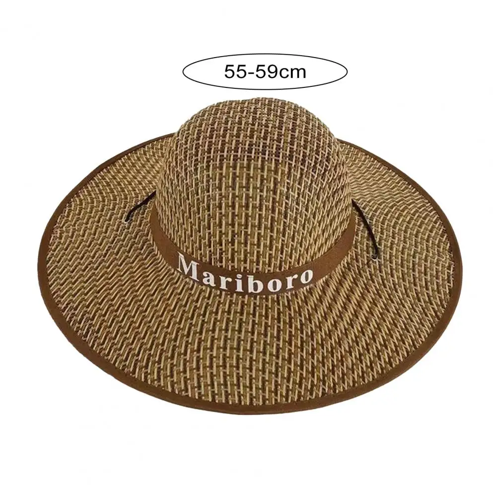 Adjustable Breathable Straw Hat Large Brim Straw Sunhat Handmade Round Dome Comfortable Women Summer Beach Sun Hat Travel Supply