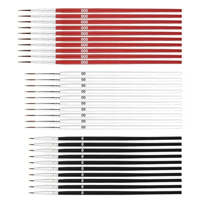 30x/Set Fine Paint Brushes with 3 Size #0 #00 #000 Tiny Detail Painting Brushes Small Liner Tip Paint Brush for Painting 5