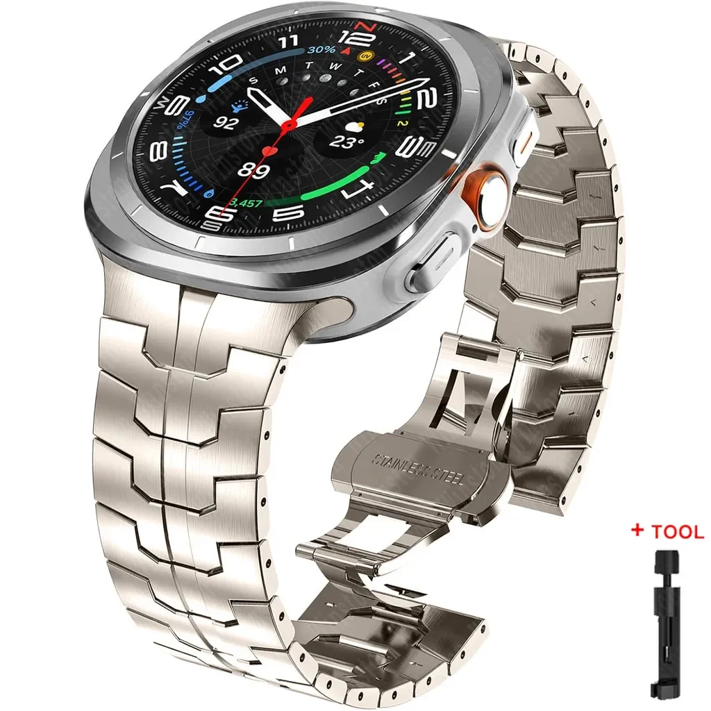 Heavy-Duty Armor Metal Watch Strap, Adjustable Stainless Steel Bracelet