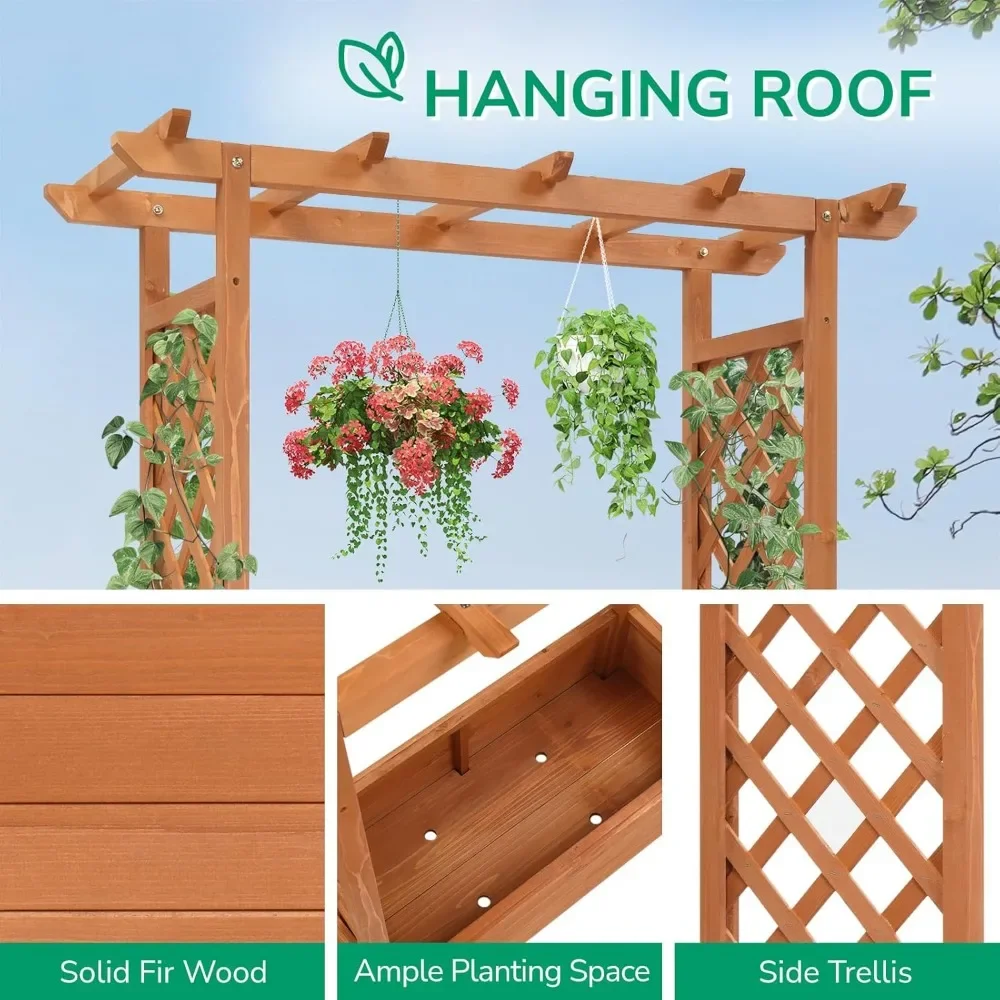 Wood Raised Garden Bed with Trellis 3