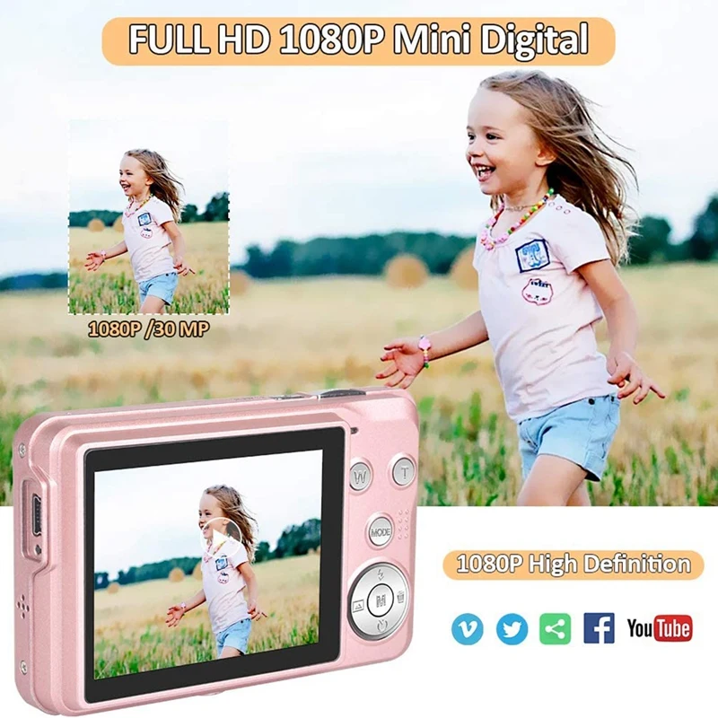 2.7-inch Brand New Mini HD 1080P Digital Camera 30 MP LCD Screen Camera With 8x Digital Zoom Camera for Children's BirthdayGifts