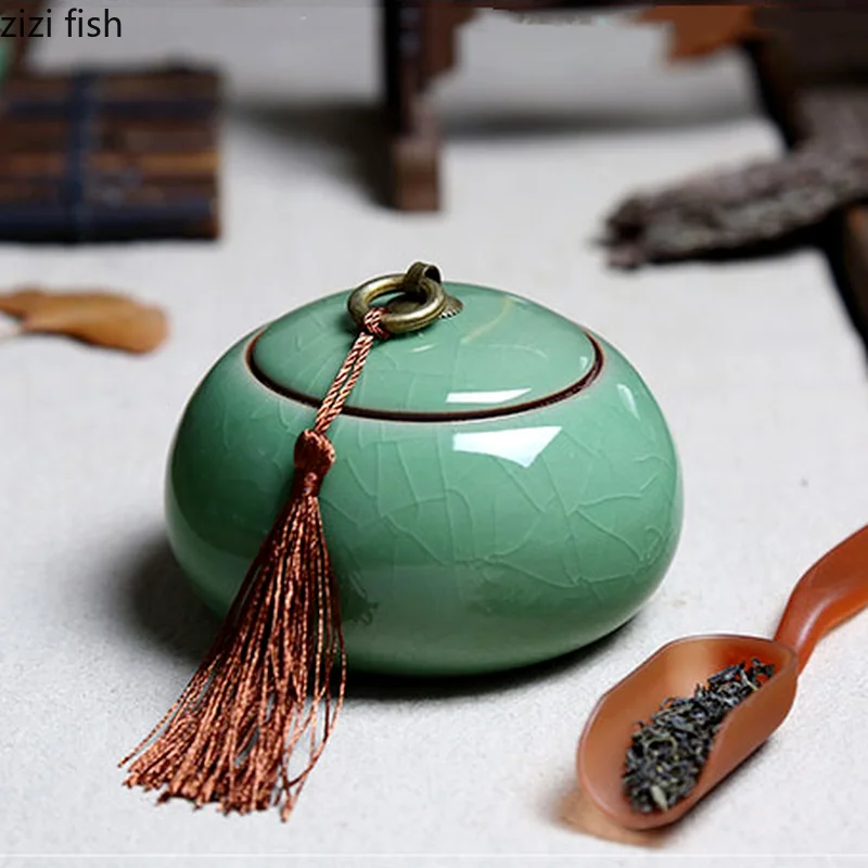 Ceramic Tea Caddy Sealed Jar tea tin box tea canister ceramic storage jar airtight container