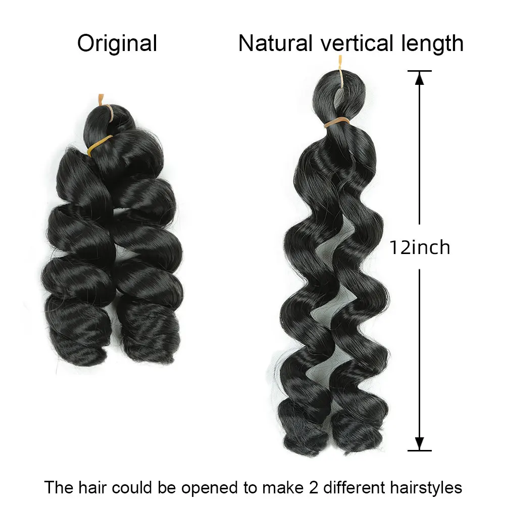 French Curl Synthetic Ombre Braiding Hair Extensions12 Inch Loose Wave Bouncy Crochet Hair Pre Stretched for Braids 6