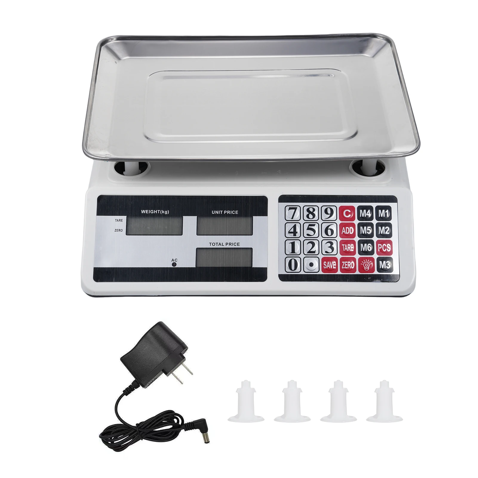 【New】40KG Digital Price Scale Electronic Price Computing Scale with Stainless Steel Large Platform Dual LCD Display Big Button