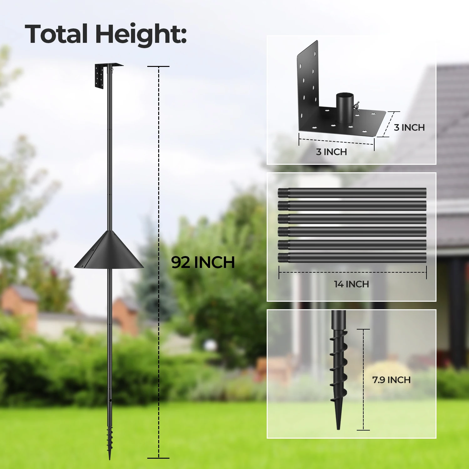 92 Inch Bird Feeding Station with Squirrel Proof Baffle for Bird Watching Bird House Pole Mount Kit