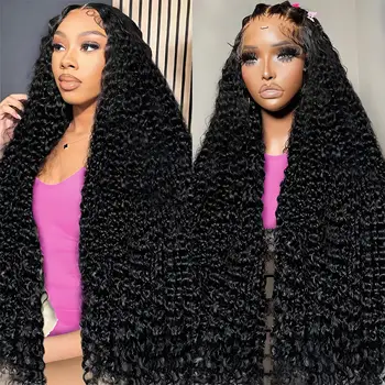 250 Density Deep Wave Loose Wig 46 Inch Hd Transparent Brazilian Curly 13x4 13x6 Pre Plucked Lace Front Wig Human Hair For Women 1