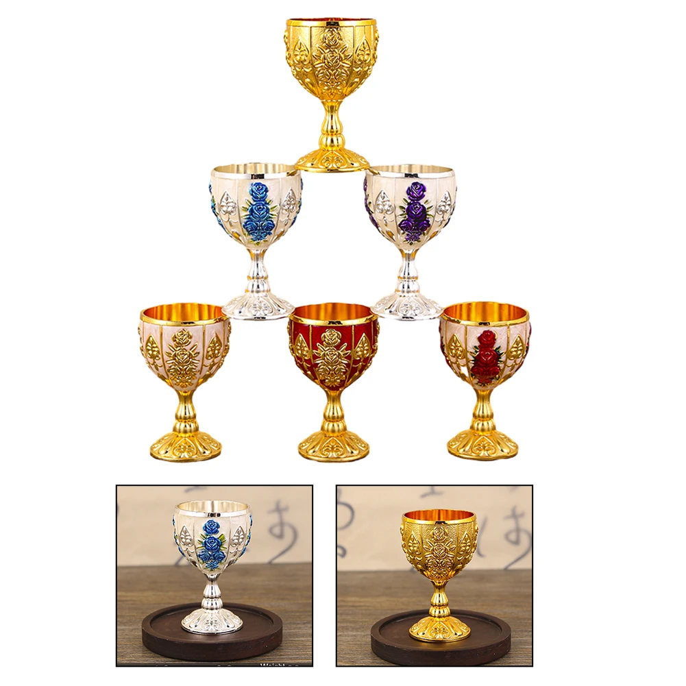 European Retro Wine Cup Metal Wine Glasses Retro Dinnerware Goblet Vintage Vodka Champagne Glasses Bar parts 1x glass ornament