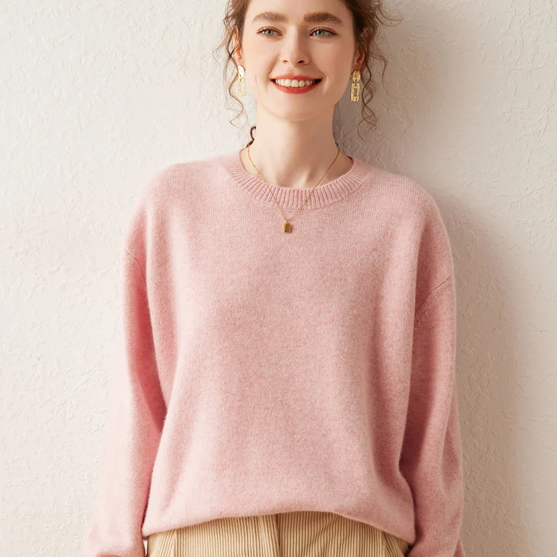 JIANROU Pull Cachemire Femme Manches Longues Col Rond