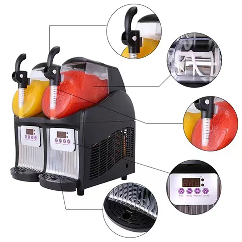 Commercial Frozen Drink Slush Machine 2 X15L Smoothie Slushy Maker 2 Cylinder Snow Melting Tank Ice-Cool Juice Dispenser 3