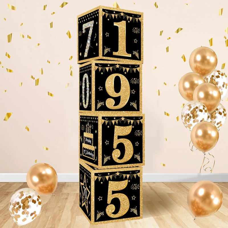 Gold Schwarz Geburtstag Nummer Papier Boxen 18 30 40 50 60 70 75 80 Jahre Alt Geburtstag Party Dekoration Erwachsene Geburtstag Party Supplies – Detail 21