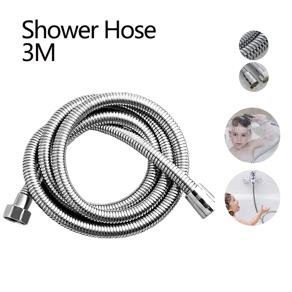 Shower Hose 3M Shower Hose Stainless Steel 360&deg;Rotatable Extension Replacement Bathroom