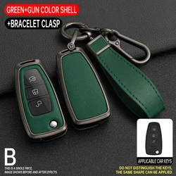 Premium Car Key Case Cover with Keychain Attachment (Green)