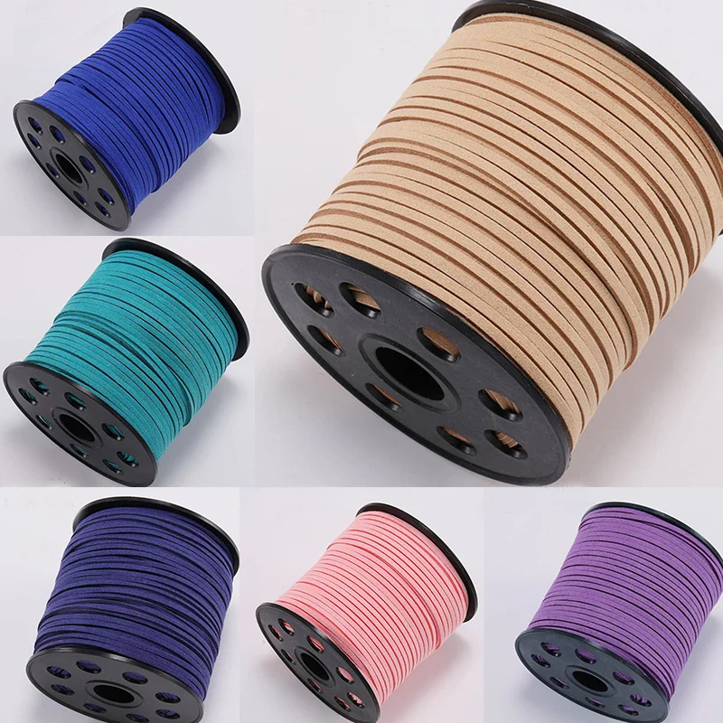 2.5mm 10m Suede Leather Cords Artificial Leather Flat Thong Cord Bracelet Necklace Findings Rope String For Jewelry DIY Making