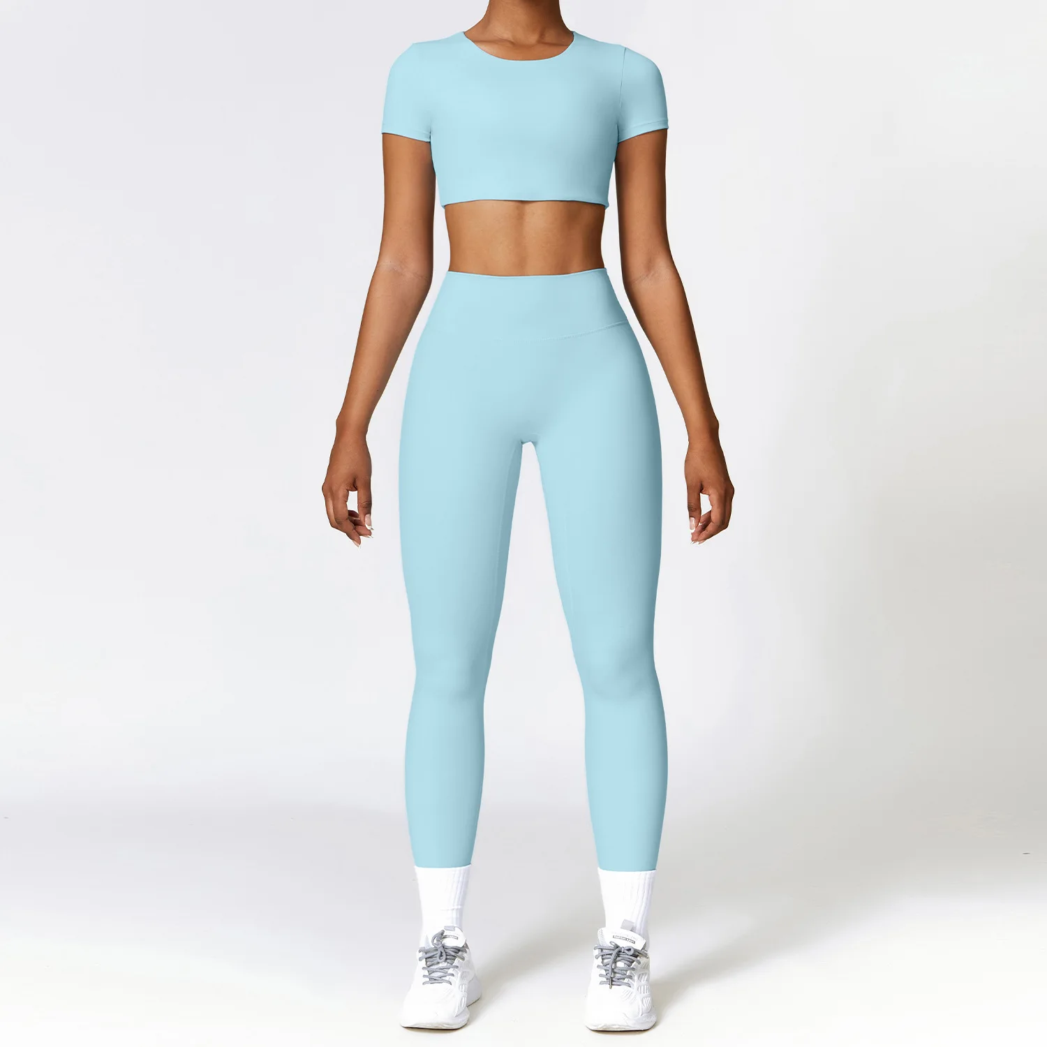 Women's 2-Piece Yoga Set: Long Sleeve Crop Top & High Waist Leggings Fitness Ensemble