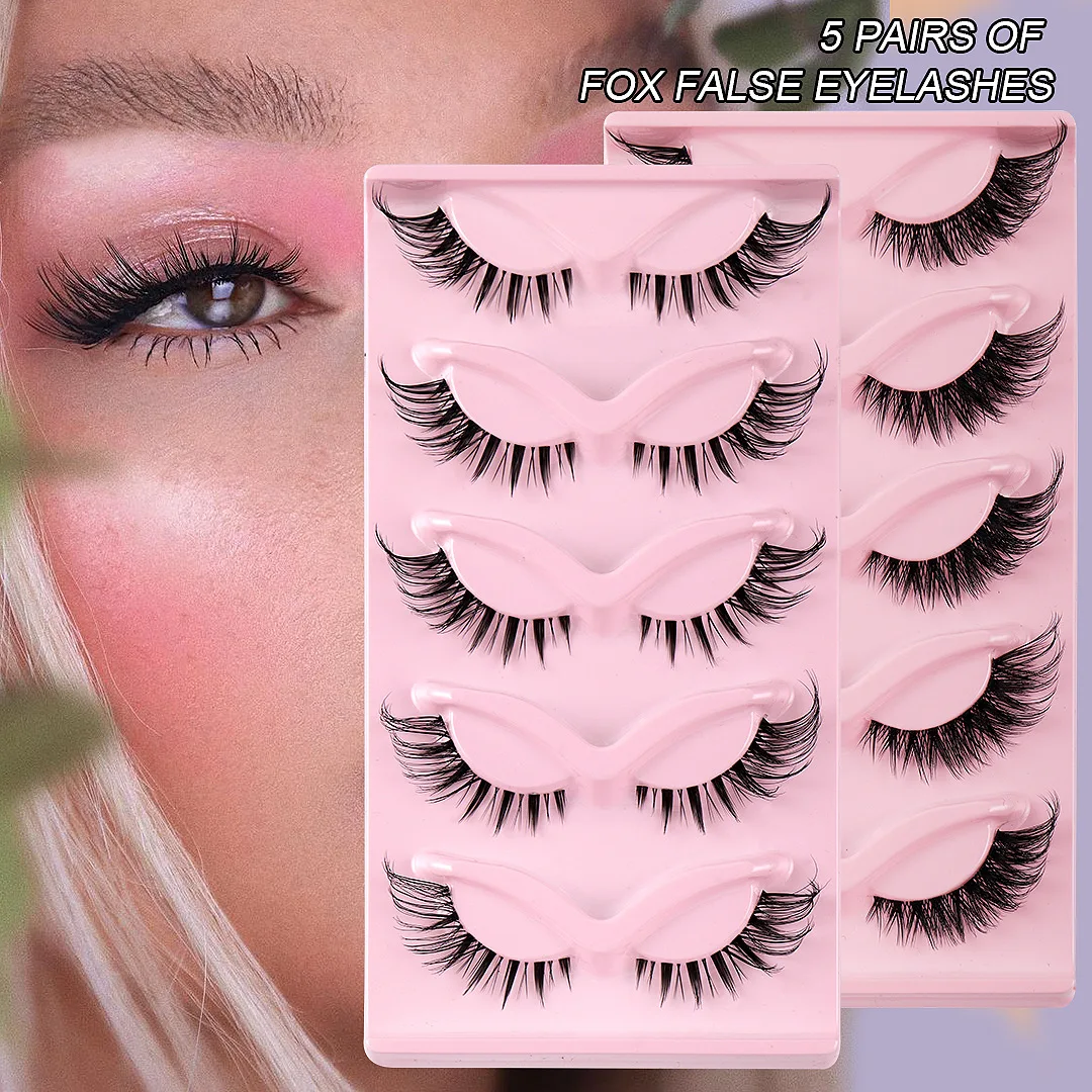 

5 Pairs Eyelashes Half Eye Lashes Eyes Manga False Eyelashes Fluffy Wispy Thick Curled Imitation Mink Eyelash Extension Makeup