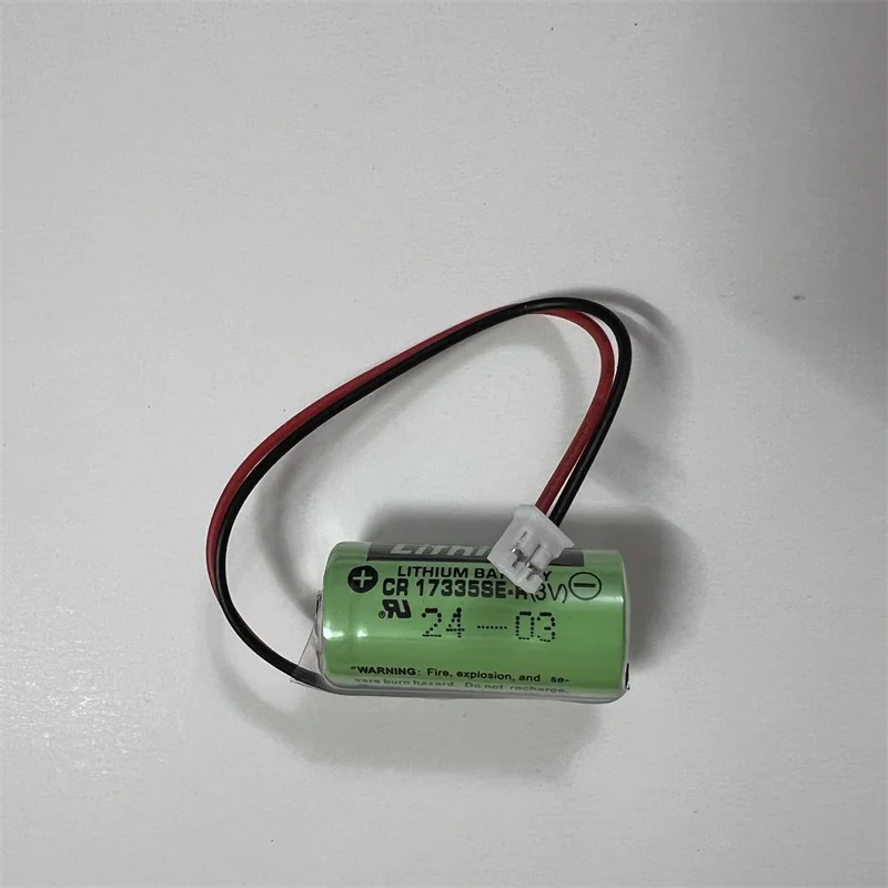 Original SANYO CR17335SE 3V 17335 CR17335 CR2/3A 3V 1800mAh PLC Lithium Battery 6PCS Green Case White Connector