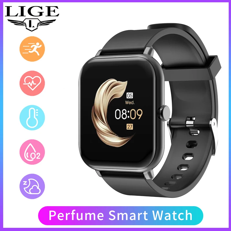 

LIGE New Smart Watch Men 1.69 inch Touch Screen Watch Waterproof Sports Watches Men Clock Bluetooth Smartwatch For Android IOS