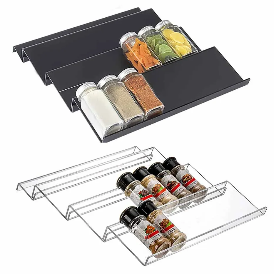 

Rack Seasoning for Organizer Tray Bottle Shelves Tiered Pantry Acrylic Spice Kitchen Cabinet Drawer Storage Countertop