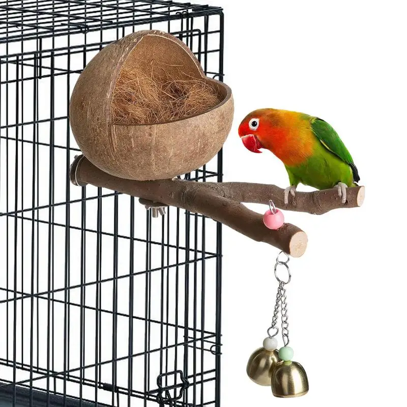 

Bird Cage Nest Coconut Shell Bird Nest House Cage Parrot Nesting Box With Shredded Coconut For Finches Budgerigar Cockatiel