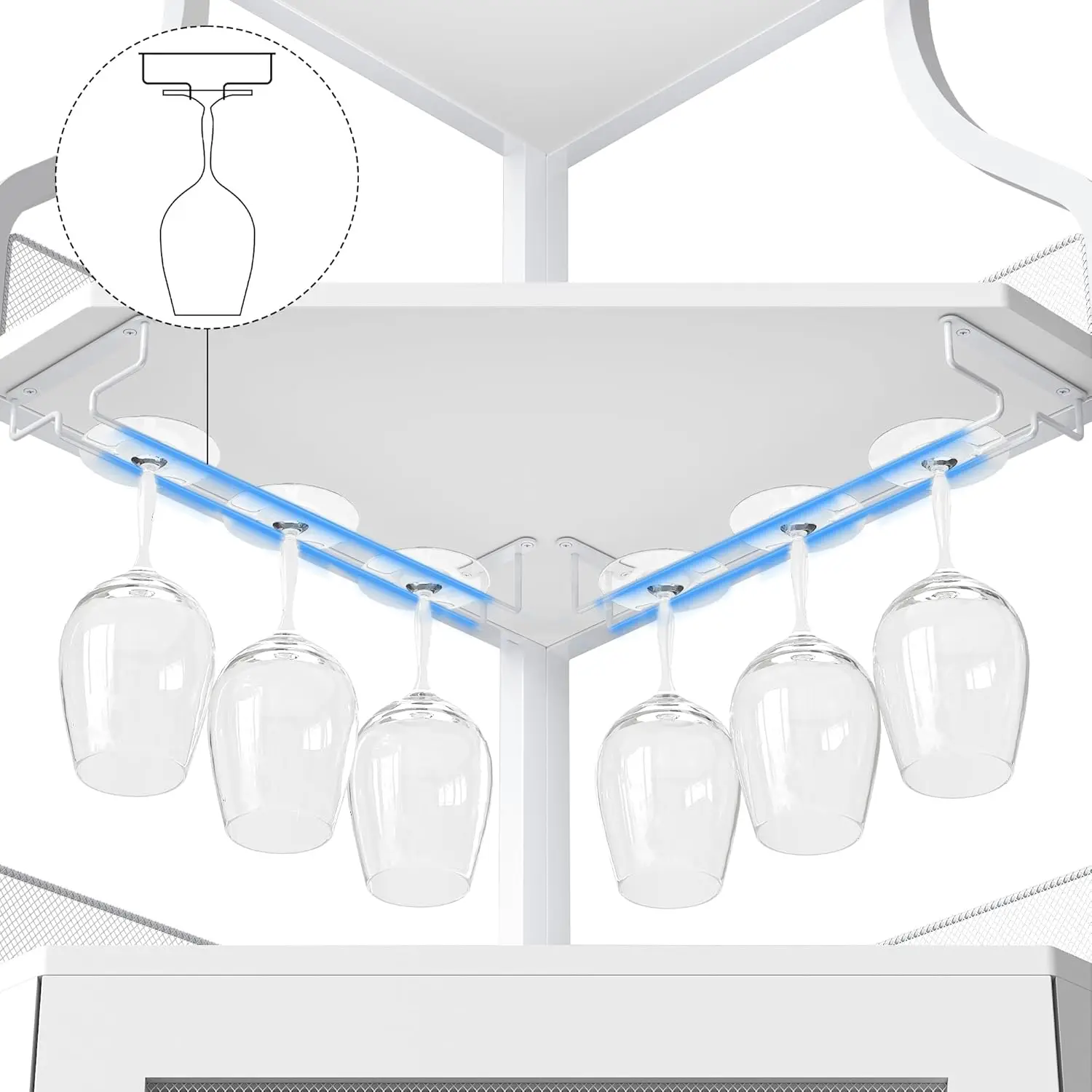 Corner Wine Bar Rack Cabinet with Detachable Wine Rack, Bar Cabinet with Glass Holder, Small Sideboard