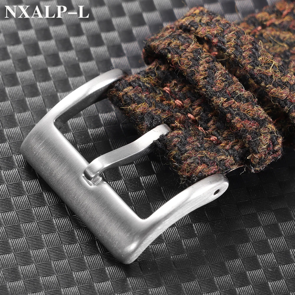 Vintage Genuine Leather & Tweed Nylon Quick Release Weave Bracelet Watch Band