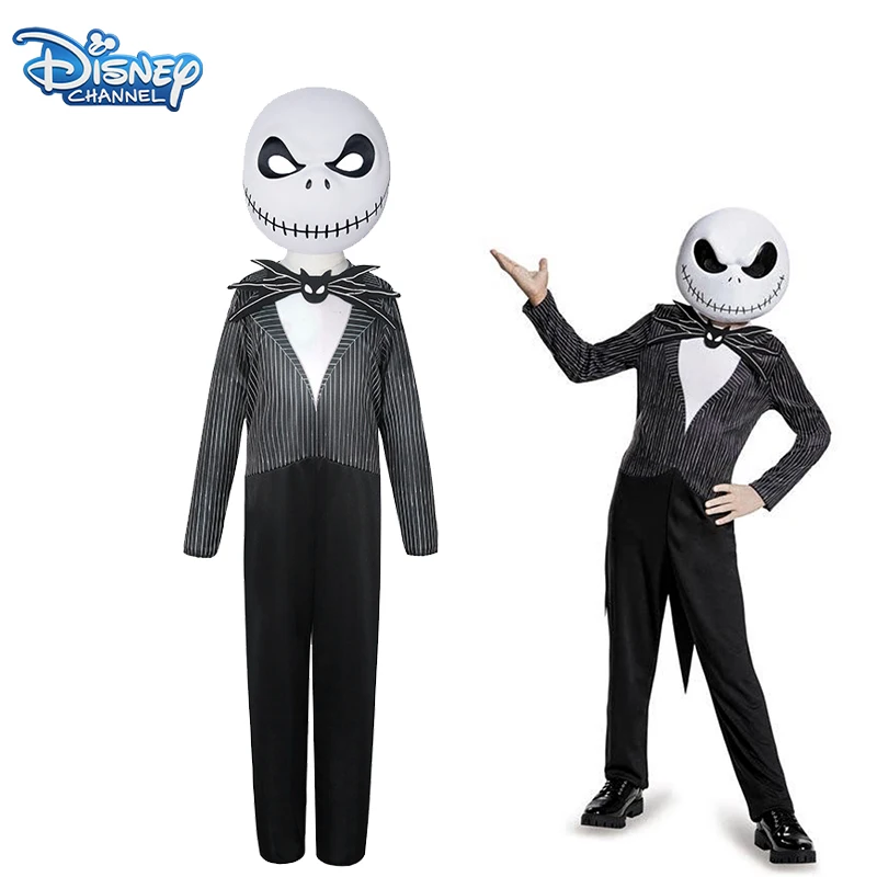 The Nightmare Before Christmas Kids Jack Skellington Costume Boys Jack Skull Cosplay Kids Body Suit Halloween Clothes Gift