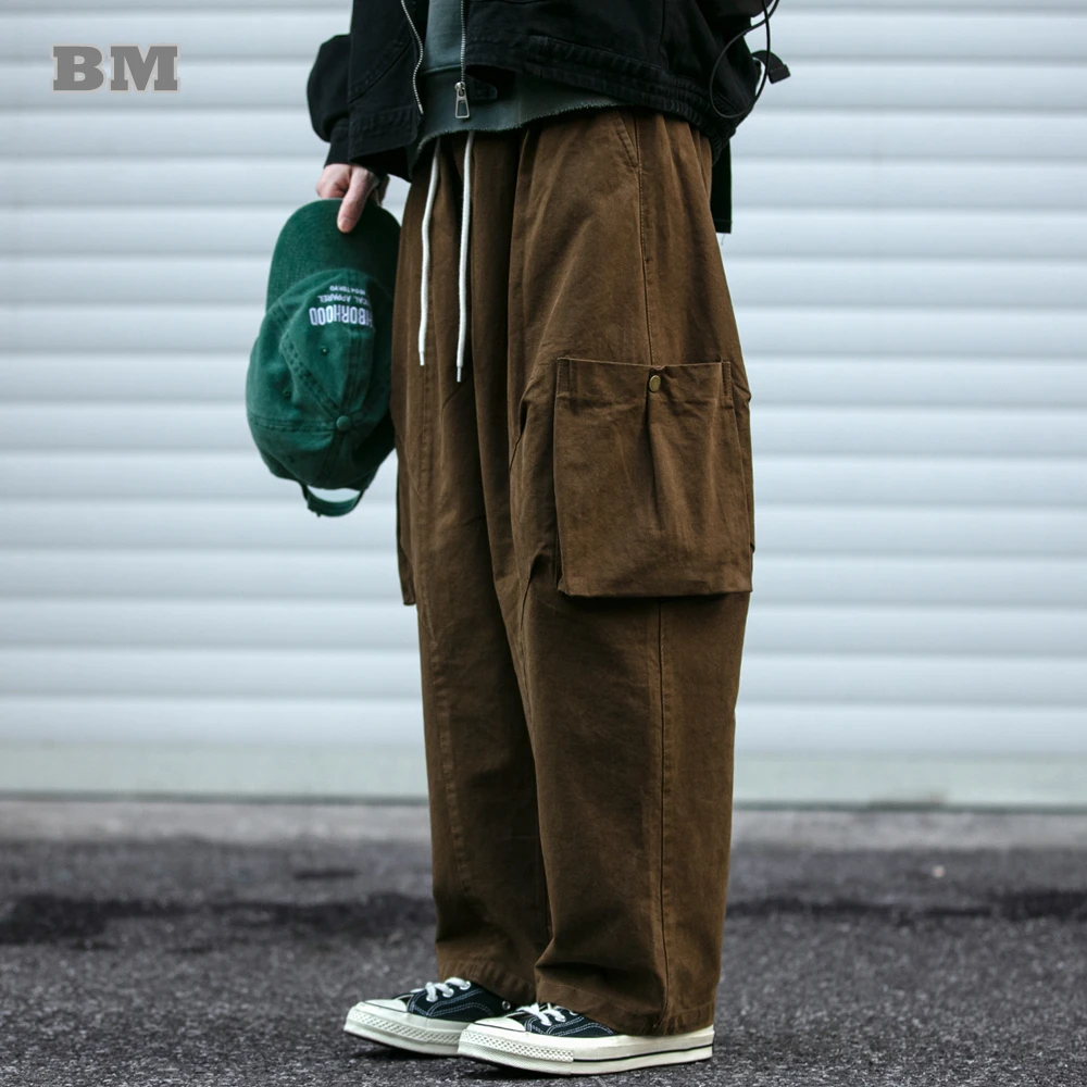 

Japanese High Quality Baggy Pants For Men Clothing Korean Streetwear Straight-Leg Trousers Harajuku Casual Cargo Pants Male