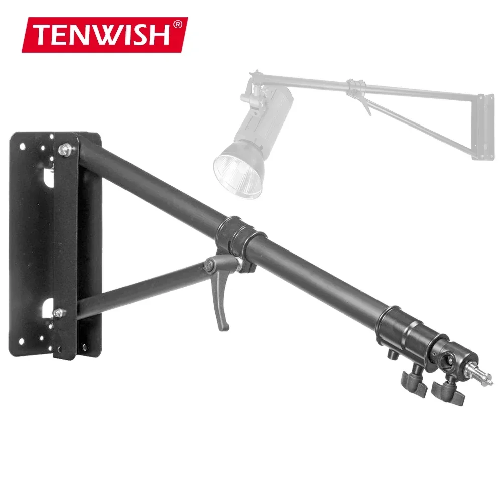 180cm Wall Mounted Boom Arm Stand Extendable Studio Flash Strobe Lighting Gears Holder Flexible for Home Studio Space-saving