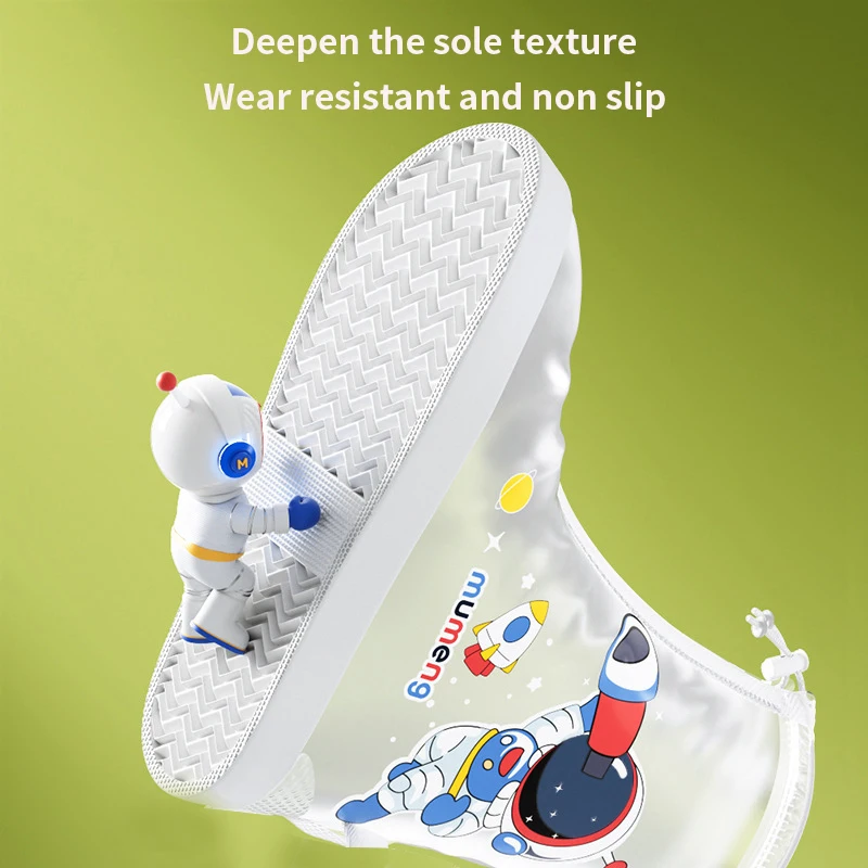 Outdoor Rain Shoes Cover Kids Waterproof Rain Overshoes Anti Slip Transparent Shoes Protector Cute Cartoon Dinosaur Rain Boots